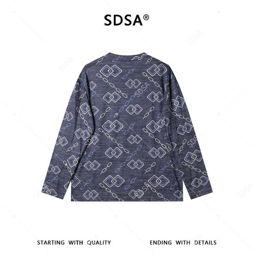 26T82SDSA男装2026新款潮牌街头风满印长袖男女同款锁链纹宽松圆领T恤 商品图5