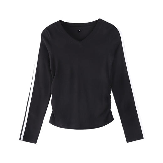 百媚生 收腰褶皱修身正肩T恤女上衣HBY-8Y 商品图4