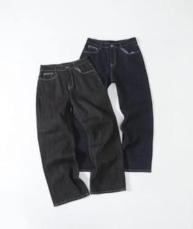 F030193美式赤耳丹宁复古水洗直筒微阔重磅原牛牛仔裤