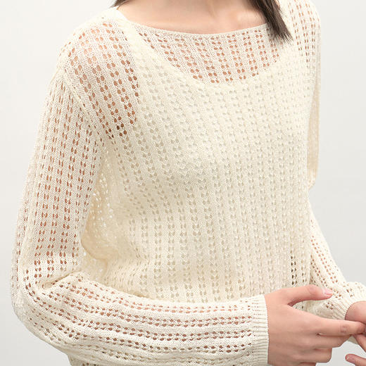 NEELLY纳俪商场同款夏季新款时尚随性镂空针织衫女气质轻盈感上衣N26044A04515 商品图2