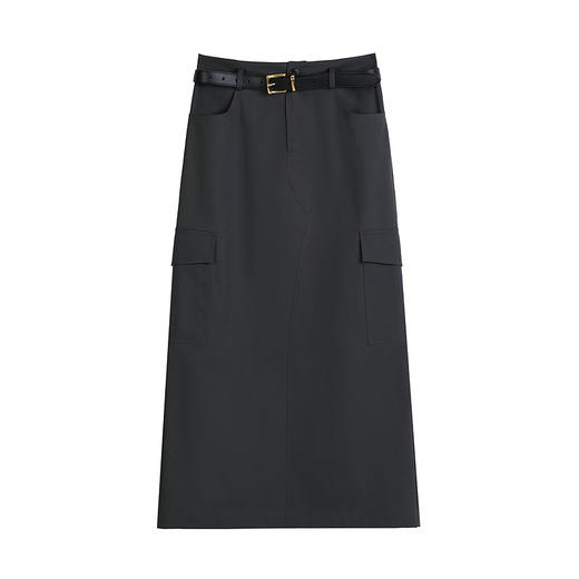 NEELLY纳俪商场同款夏新款简约随性半身裙女百搭经典显瘦A字长裙N26044E04406 商品图3