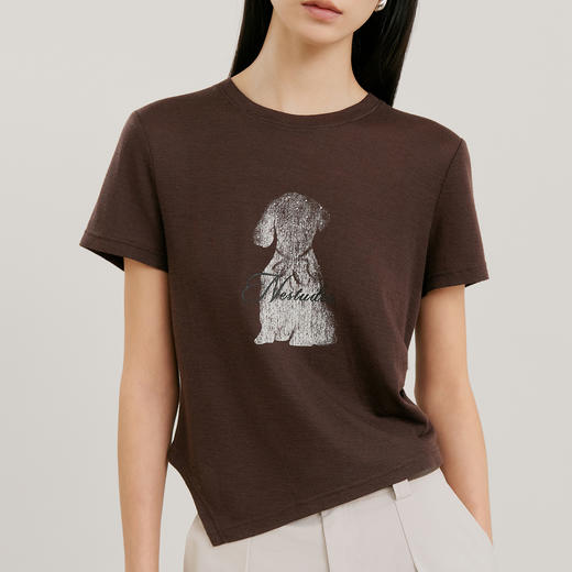 NEELLY纳俪商场同款春季新款气质收腰短袖T恤女休闲简约百搭上衣N26012T01034 商品图2