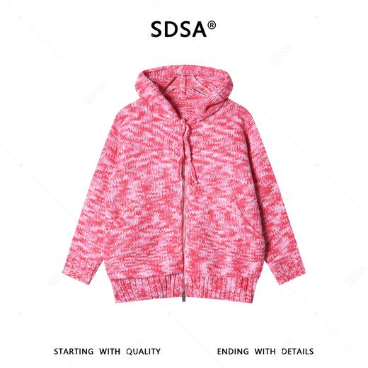SDSA男装2026新款潮牌慵懒风针织开衫男女同款花纱连帽拉链毛衣 商品图0