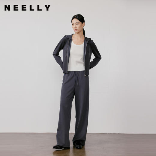 NEELLY纳俪商场同款春季新款时尚垂顺宽松直筒裤女随性休闲长裤N26031H01125 商品图0