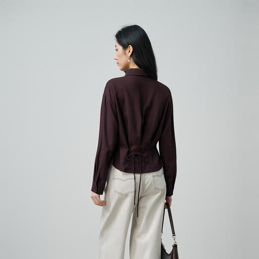 NEELLY纳俪商场同款春季新款休闲百搭翻领衬衫女复古通勤外套N26014B05503 商品图1