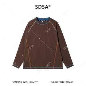 SDSA男装2026新款潮牌街头风明线长袖撞色明线宽松圆领T恤