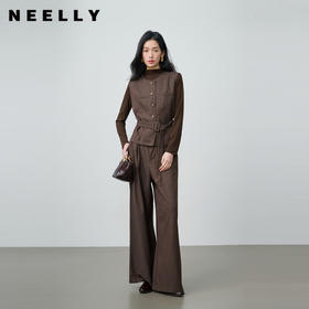 NEELLY纳俪商场同款春新款气质通勤松弛套装女复古休闲马甲三件套N26014Z06602
