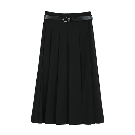 NEELLY纳俪商场同款夏季新款高腰百褶开衩半身裙女优雅气质A字裙N26044E04522 商品图3