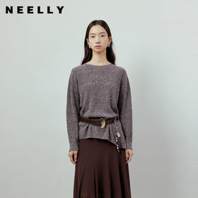 NEELLY纳俪商场同款春季新款慵懒设计感收腰针织衫女休闲纹理上衣N26012A01027