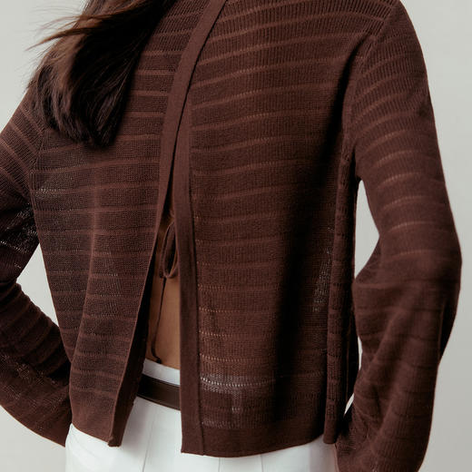 NEELLY纳俪商场同款春新款时尚肌理感长袖针织衫女后开衩休闲上衣N26031A01103 商品图2