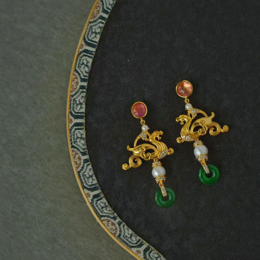 龢盒原创 游龙翡翠平安圈银镶耳环 商品图0