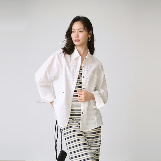 NEELLY纳俪商场同款夏新款简约休闲时尚套装女百搭翻领衬衫两件套N26044Y04597 商品图3