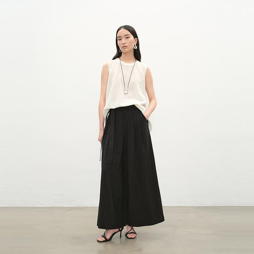 NEELLY纳俪商场同款夏新款随性休闲高腰阔腿裤女百搭个性直筒长裤N26054H04417 商品图1