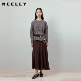 NEELLY纳俪商场同款春季新款优雅飘逸雪纺半身裙女慵懒百搭长裙N26012E01045