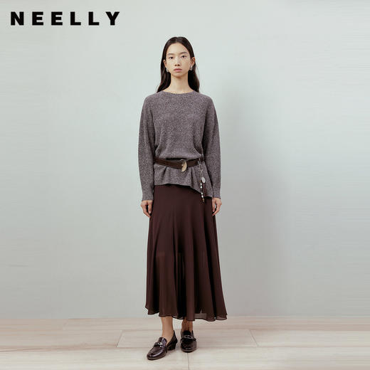 NEELLY纳俪商场同款春季新款优雅飘逸雪纺半身裙女慵懒百搭长裙N26012E01045 商品图0