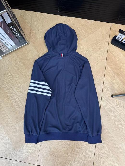 F030102加厚款羊毛混纺四杠三色情侣针织拉链连帽外套 商品图2