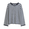 NEELLY纳俪商场同款夏新款经典条纹长袖T恤女时尚宽松透气针织衫N26054A04536 商品缩略图3