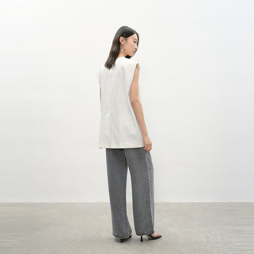 NEELLY纳俪商场同款夏季新款时尚高腰直筒牛仔裤女复古烟灰阔腿裤N26044H04565 商品图1