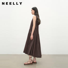NEELLY纳俪商场同款夏季新款复古圆领背心连衣裙女宽松休闲长裙N26054Y04618