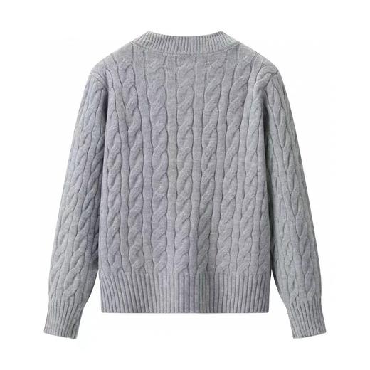 F030152灰色麻花毛衣外套女新款韩版宽松慵懒风软糯针织开衫 商品图1