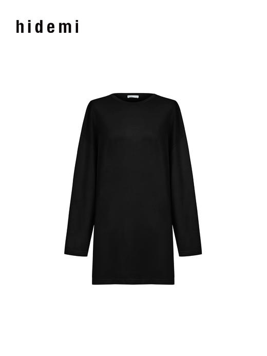 hidemi副线小h 松弛感宽松落肩圆领长袖T恤 商品图12