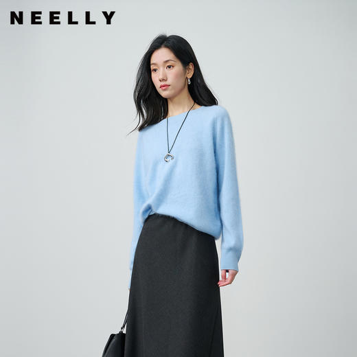 NEELLY纳俪商场同款春季新款显白宽松软糯针织女休闲亲肤绒感上衣N26014A06603 商品图0
