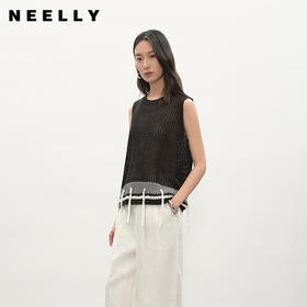NEELLY纳俪商场同款夏季新款时尚镂空背心针织衫女宽松舒适上衣N26044A04547