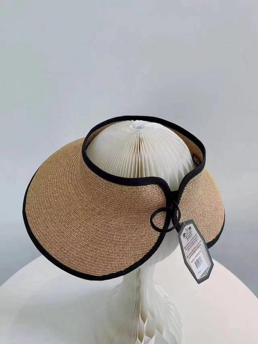 F030134高颜值撞色包边复古小金属铭牌大檐空顶遮阳帽 商品图1