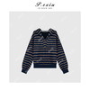 03-2潘依绣丁丁宠粉撞色条纹绒面韩系松弛休闲连帽卫衣F017 商品缩略图1