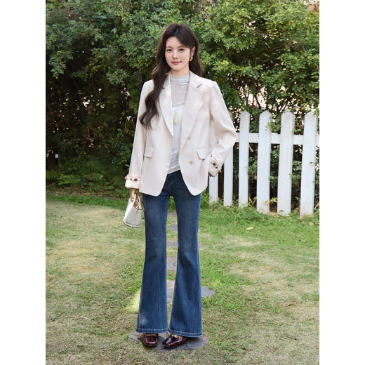 鹿向南「轻语花间」杏色小西装外套女春季新款巨好看宽松正装上衣 商品图1