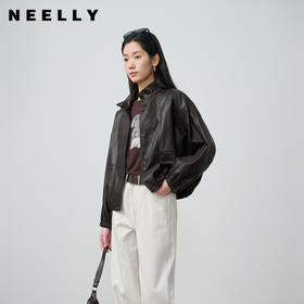 NEELLY纳俪商场同款春季新款复古做旧短外套女休闲帅气随性上衣N26024C05507