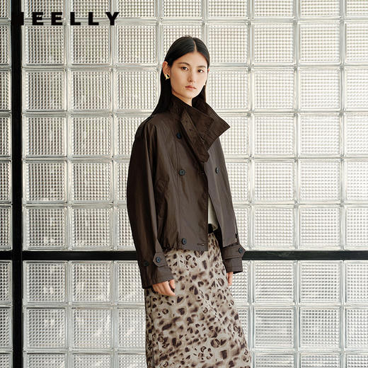NEELLY纳俪商场同款春季新款宽松廓形短款风衣女气质高级感外套N26024F04402 商品图0