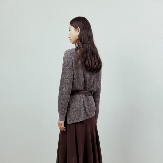 NEELLY纳俪商场同款春季新款慵懒设计感收腰针织衫女休闲纹理上衣N26012A01027 商品图1