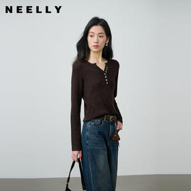 NEELLY纳俪商场同款春季新款时尚修身显瘦针织衫女休闲通勤上衣N26024A05501