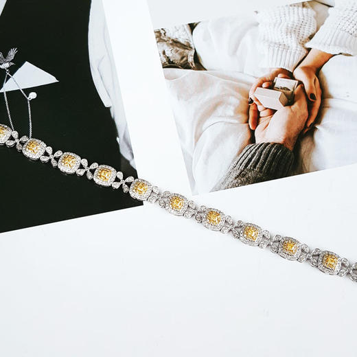 【天然正品】AU750白金豪镶四叶草设计师款2.85克拉群镶钻石手链 链长：16CM（皆取最大值）140226TJ37 商品图2