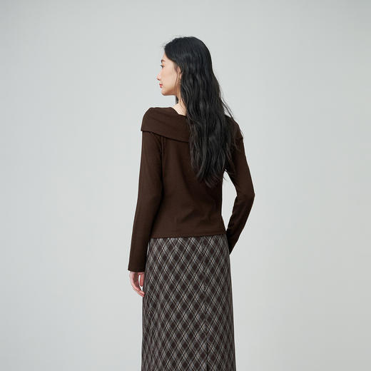 NEELLY纳俪商场同款春季新款时髦修身设计感针织衫女显瘦亲肤上衣N26014R07702 商品图1