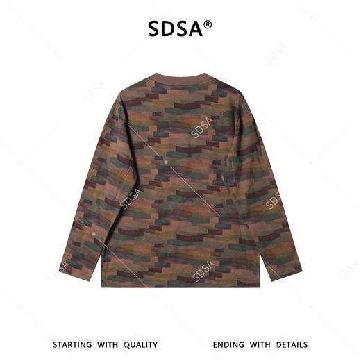 26T100SDSA男装2026新款复古混彩几何满印长袖T恤撞色罗纹领宽松圆领 商品图5