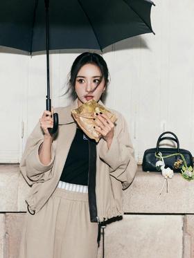 一店z 杨幂时装周同款！巴恩高智风！LOE～拼皮抽绳短款气球夹克