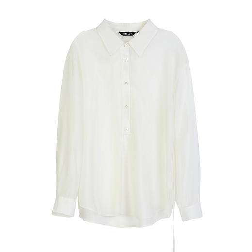 NEELLY纳俪商场同款夏季新款浅色垂感简约衬衫女时尚收腰显瘦上衣N26044B04519 商品图3