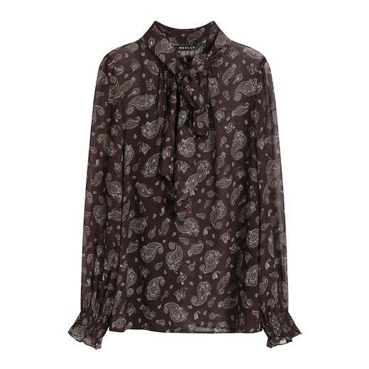 NEELLY纳俪商场同款春季新款复古精致系带飘逸衬衫女优雅百搭上衣N26012B01032 商品图3