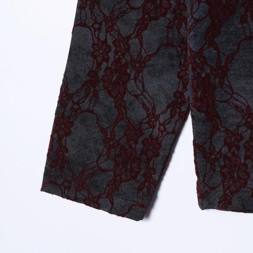 26T53SDSA男装2026新款潮牌植绒长袖男女同款红纹植绒宽松圆领T恤 商品图4