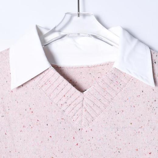 SDSA男装2026新款日系针织上衣杂点工艺衬衫领拼接宽松针织衫 商品图1