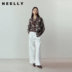 NEELLY纳俪商场同款春季新款时尚高腰阔腿裤女随性舒适直筒长裤N26031H01119