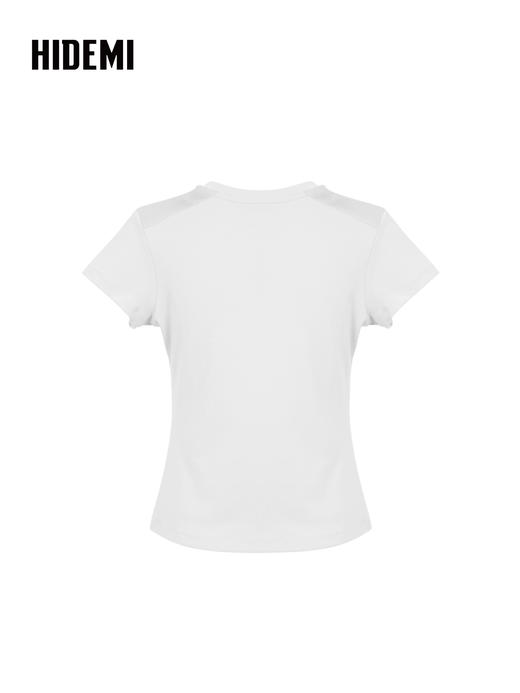 HIDEMI 设计感修身正肩短袖圆领T恤上衣 商品图9