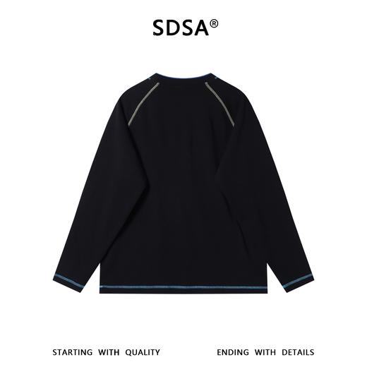 26T51SDSA男装2026新款潮牌街头风明线长袖撞色明线宽松圆领T恤 商品图5