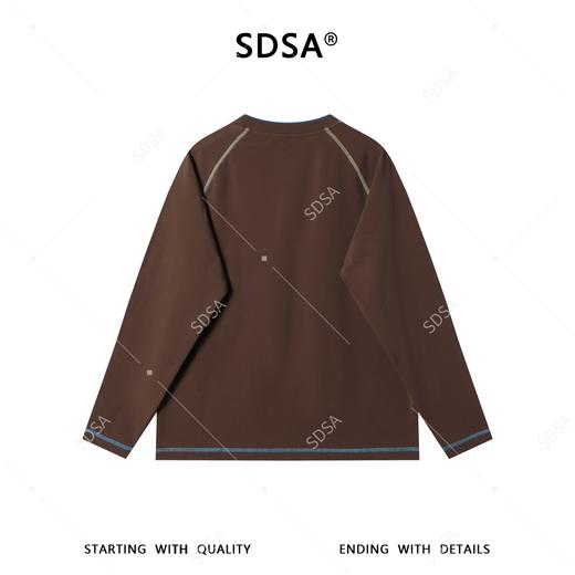 SDSA男装2026新款潮牌街头风明线长袖撞色明线宽松圆领T恤 商品图4