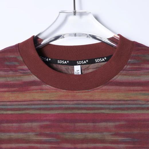 26T83SDSA男装2026新款复古混彩条纹长袖T恤撞色罗纹领宽松圆领上衣 商品图2