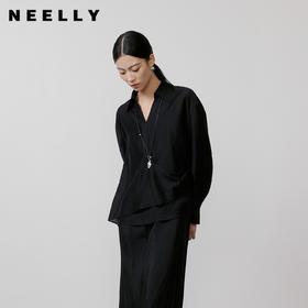 NEELLY纳俪商场同款春季新款休闲肌理感宽松衬衫女随性设计感上衣N26031R01108