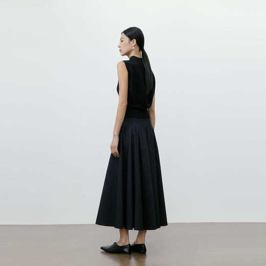 NEELLY纳俪商场同款春新款时尚高腰压褶半身裙女简约休闲A字长裙N26031E01116 商品图1