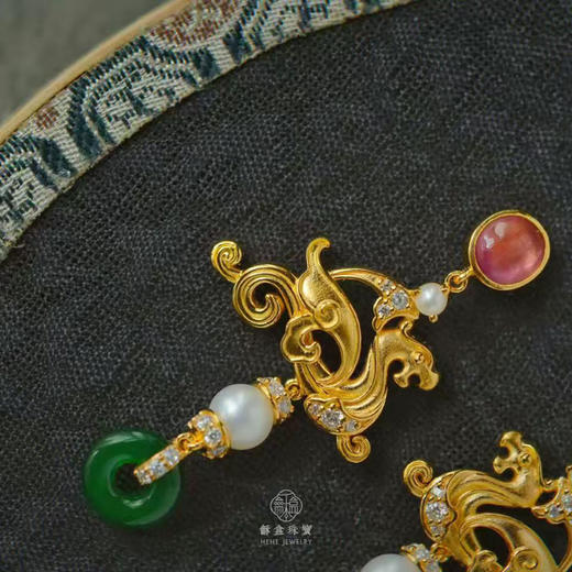 龢盒原创 游龙翡翠平安圈银镶耳环 商品图2